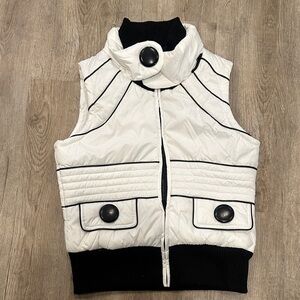 Stylish White and Black Puffer Vest